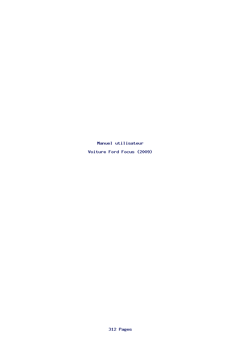 Page 1 de la notice Manuel utilisateur Ford Focus (2009)