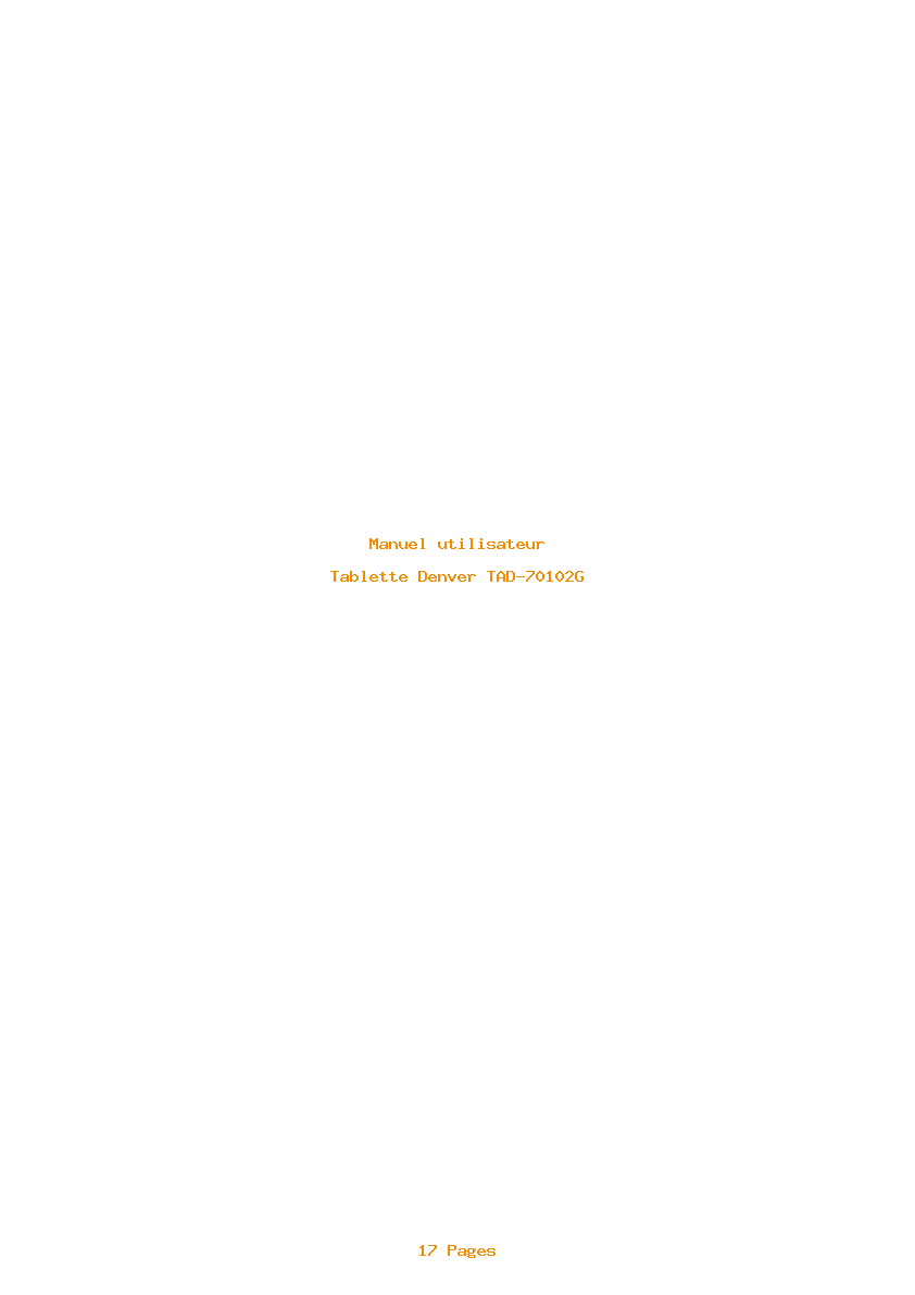 Page 1 de la notice Manuel utilisateur Denver TAD-70102G
