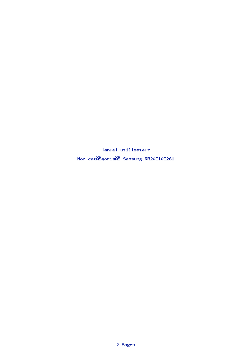 Page 1 de la notice Manuel utilisateur Samsung RR20C10C26U