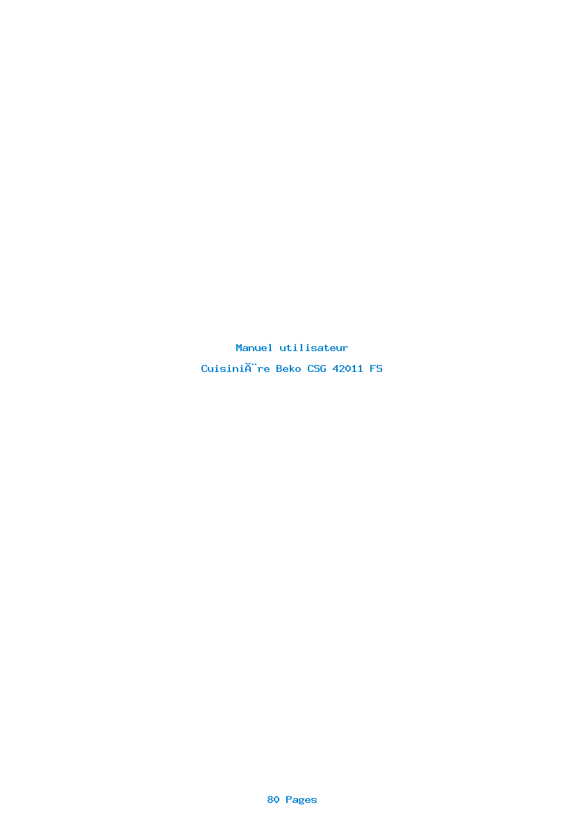 Page 1 de la notice Manuel utilisateur Beko CSG 42011 FS