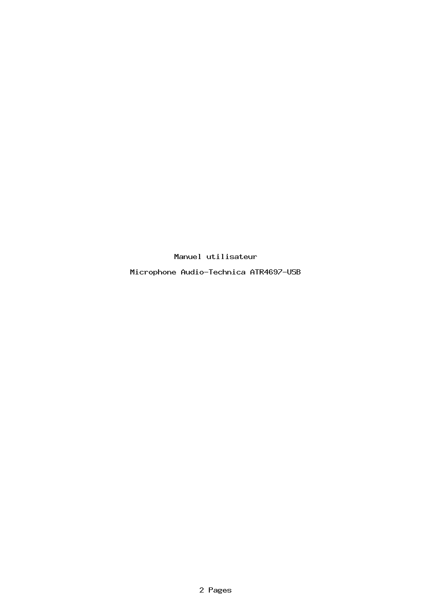 Page 1 de la notice Manuel utilisateur Audio-Technica ATR4697-USB