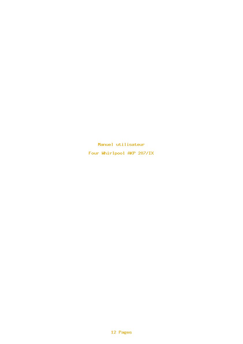 Page 1 de la notice Manuel utilisateur Whirlpool AKP 207/IX
