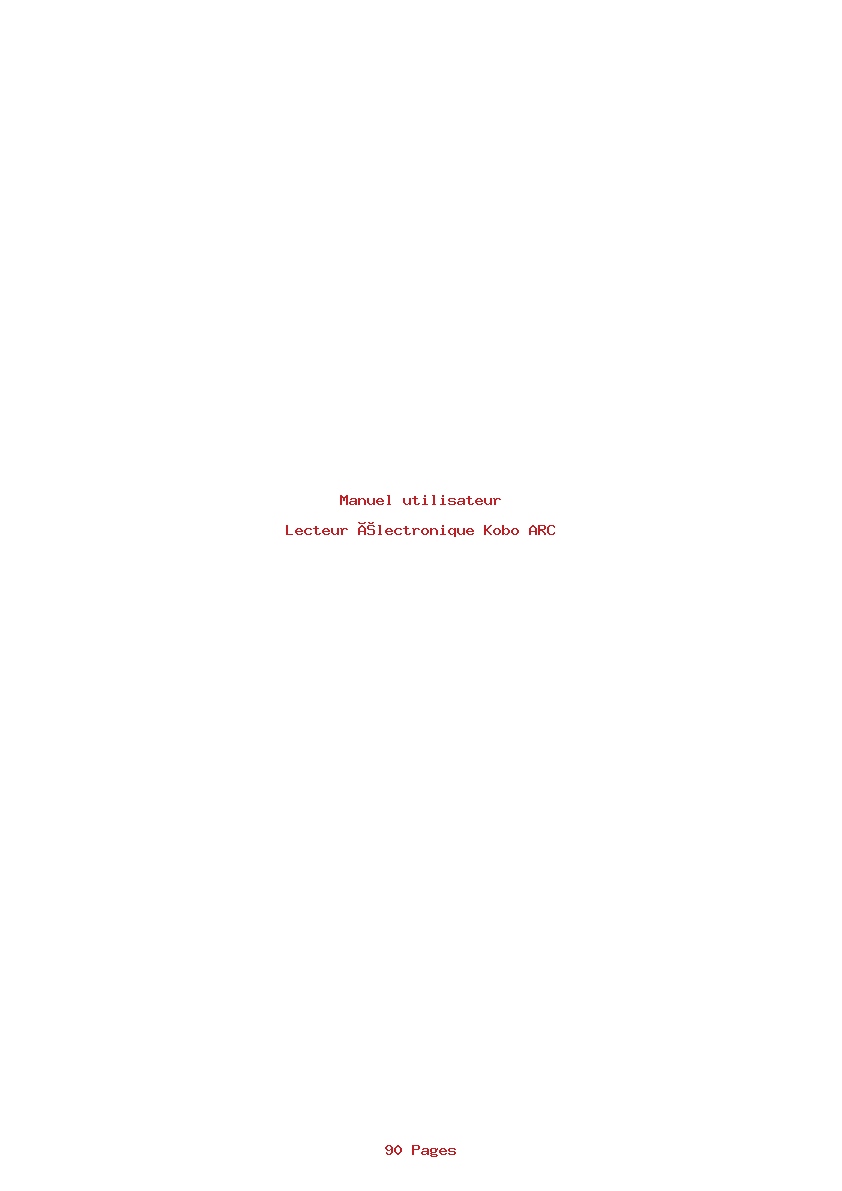Page 1 de la notice Manuel utilisateur Kobo ARC