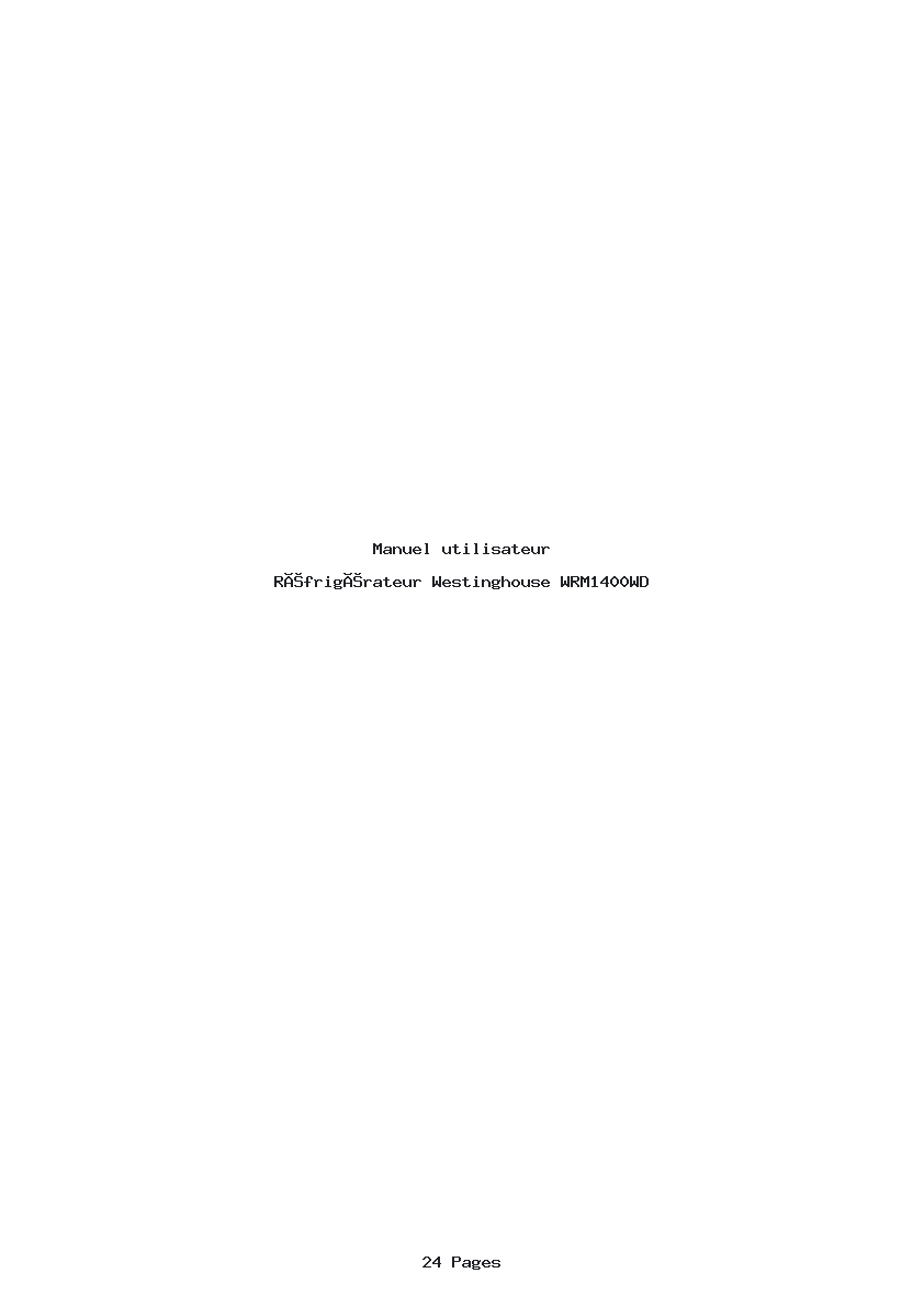 Page 1 de la notice Manuel utilisateur Westinghouse WRM1400WD