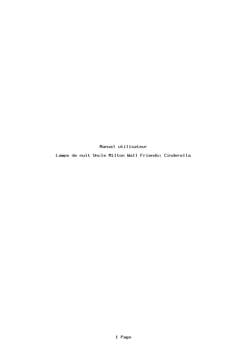 Page 1 de la notice Manuel utilisateur Uncle Milton Wall Friends: Cinderella