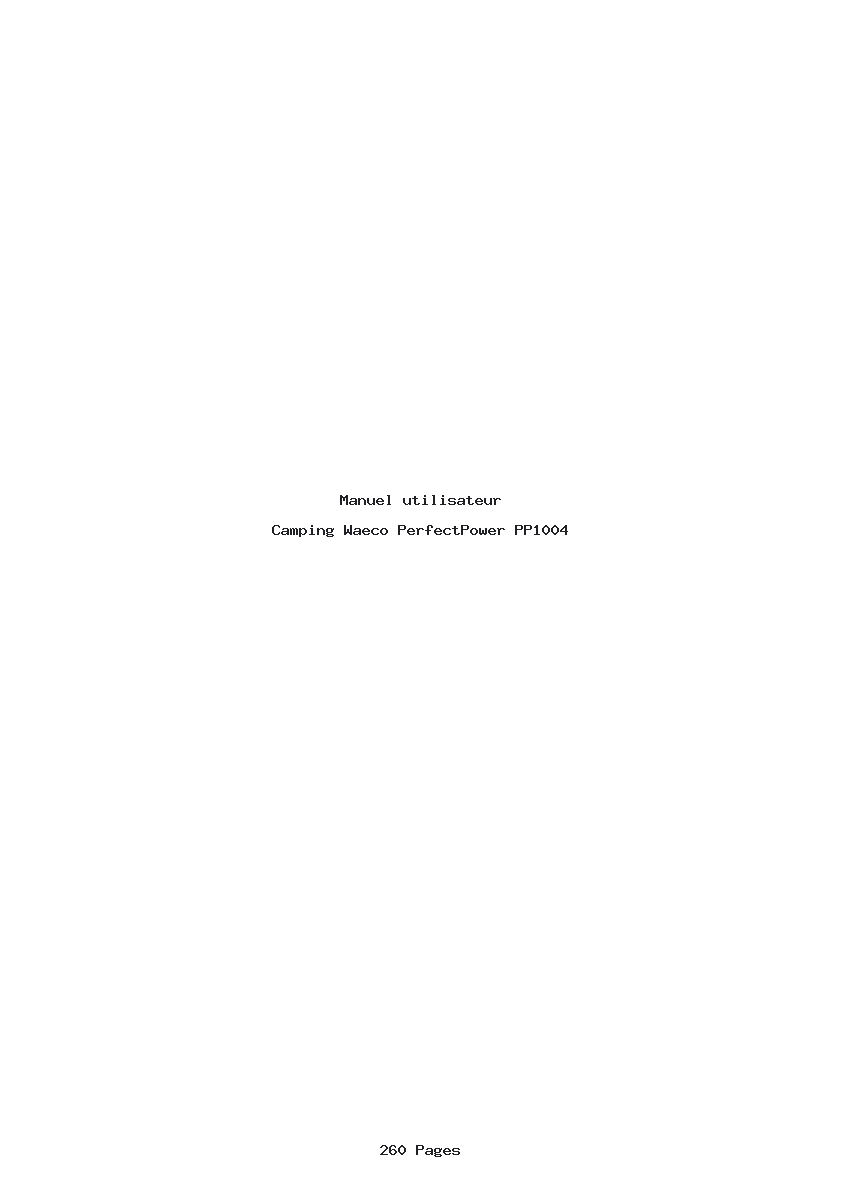 Page 1 de la notice Manuel utilisateur Waeco PerfectPower PP1004