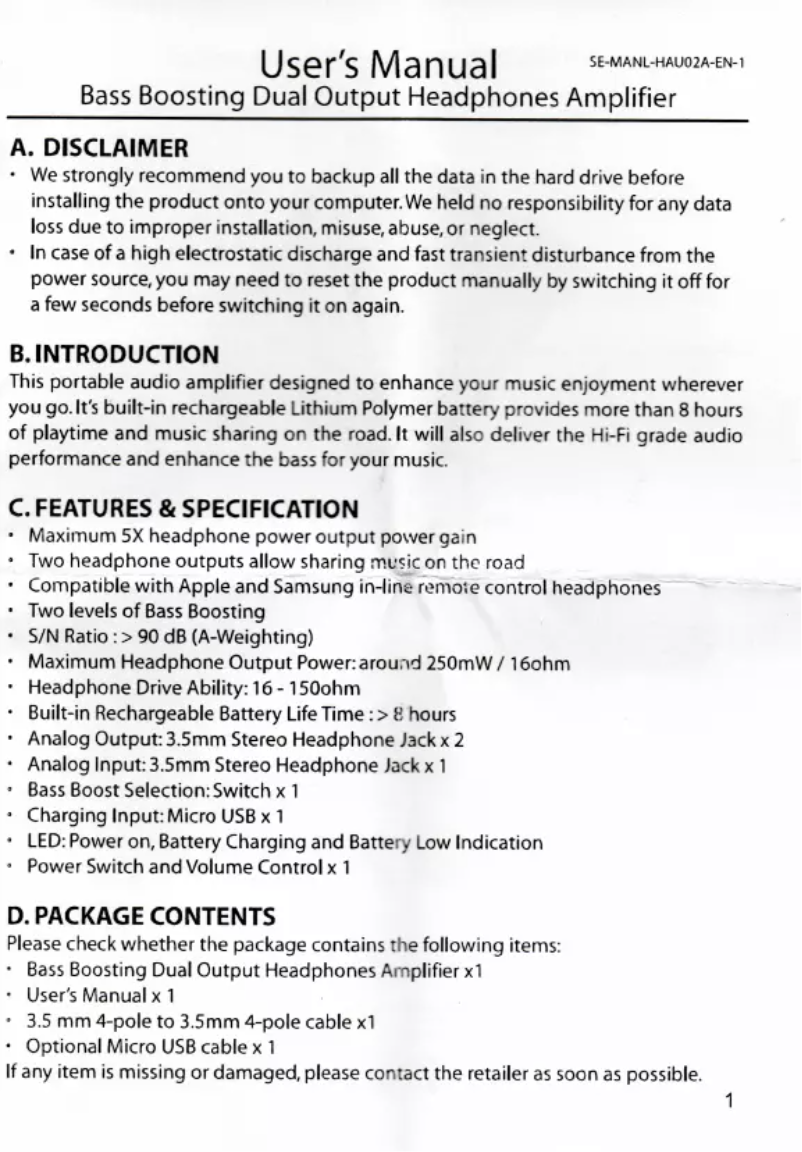 Page 1 de la notice Manuel utilisateur Syba SD-DAC63093