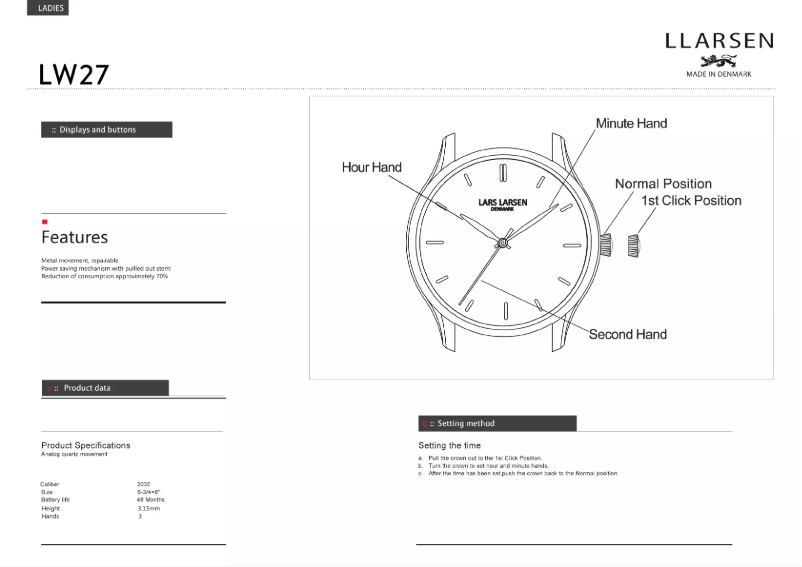 Page 1 de la notice Manuel utilisateur Lars Larsen MATHILDE 127SBBL