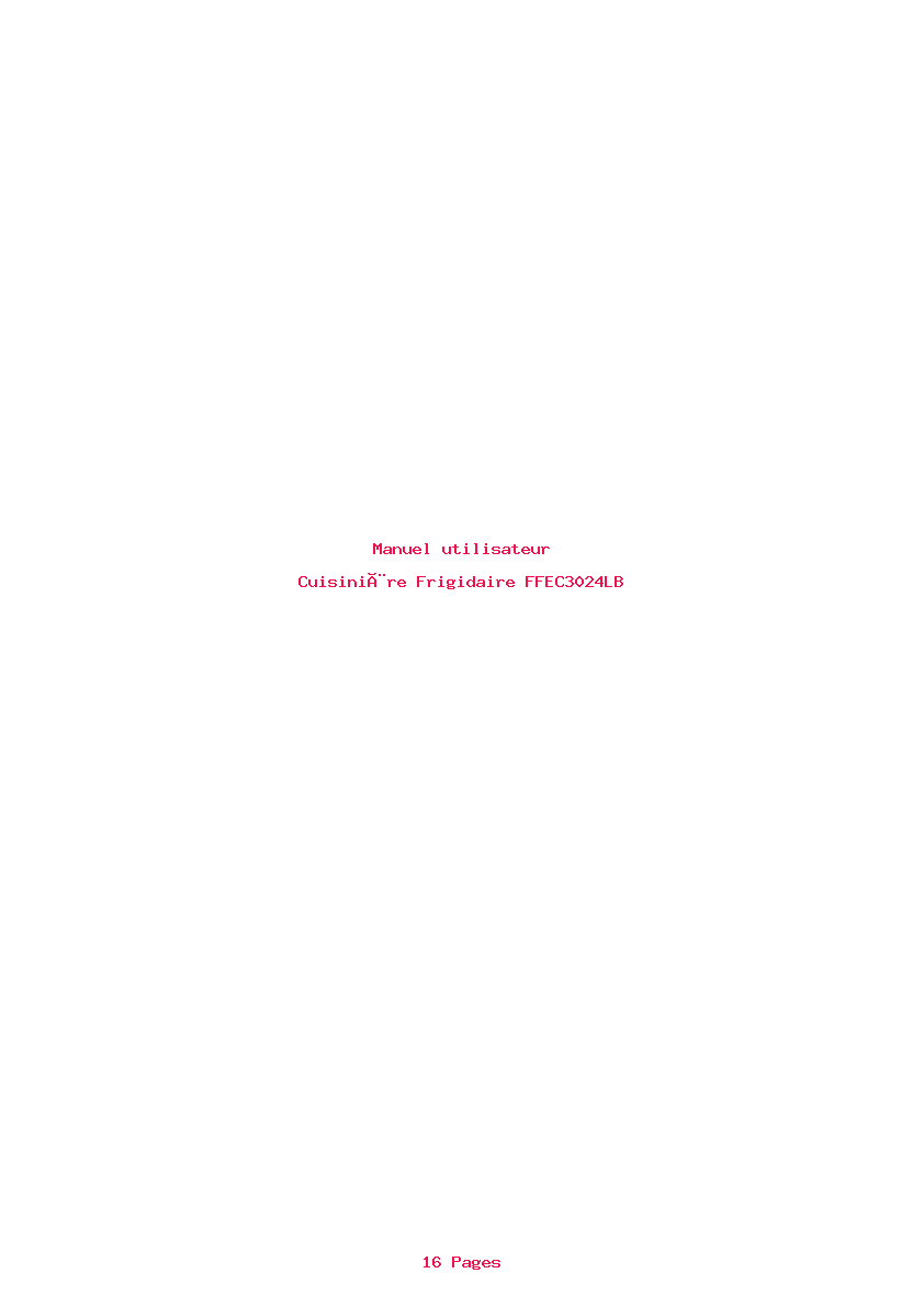 Page 1 de la notice Manuel utilisateur Frigidaire FFEC3024LB