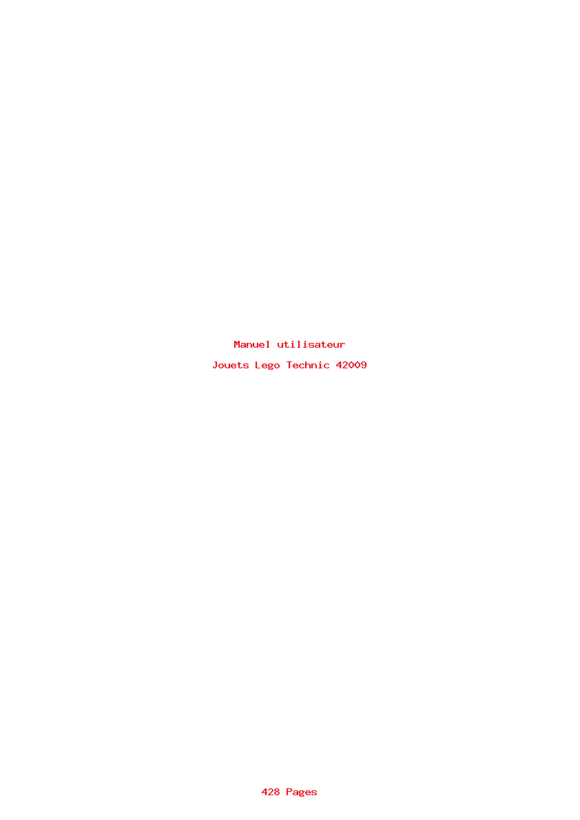 Page 1 de la notice Manuel utilisateur Lego Technic 42009