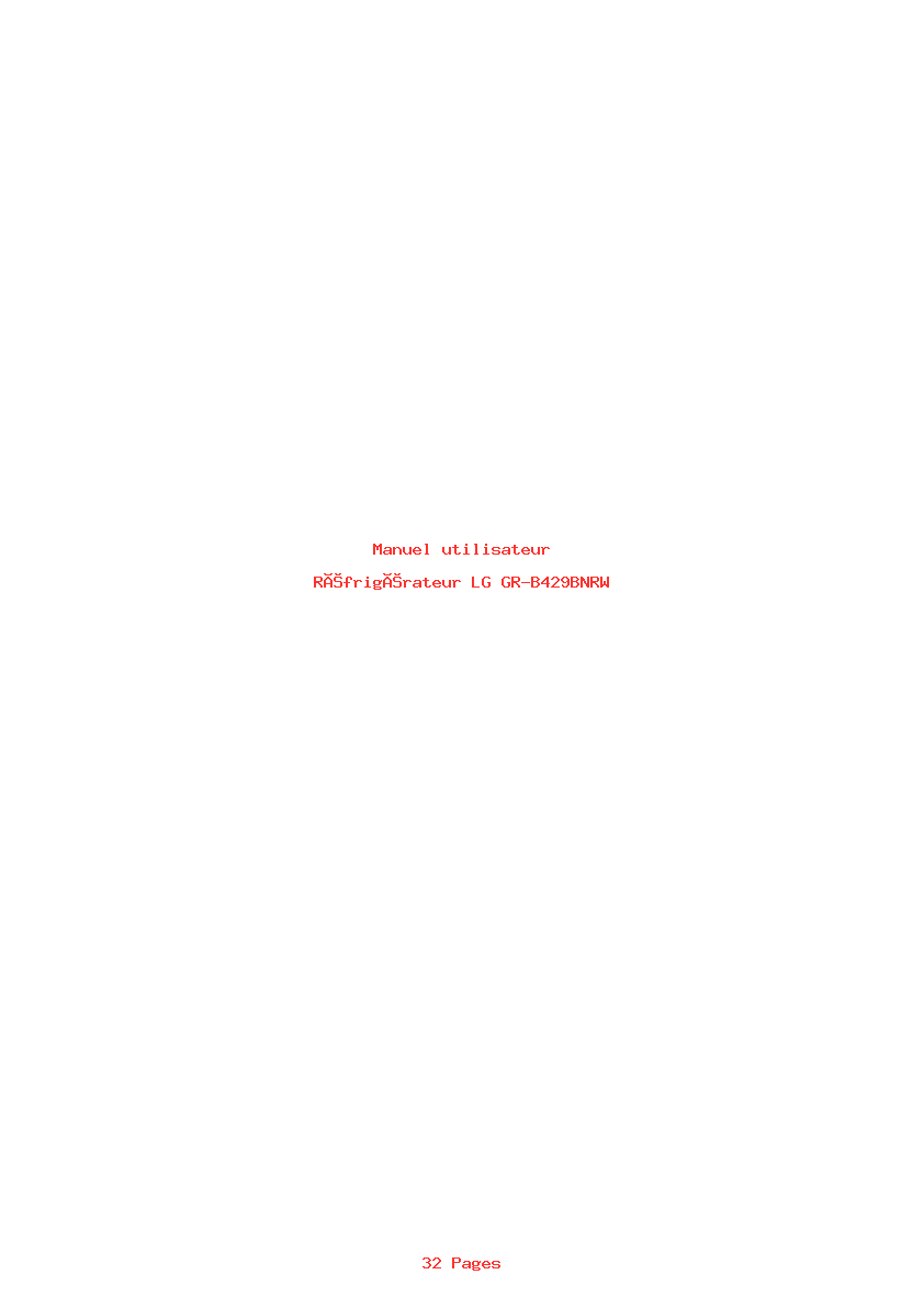 Page 1 de la notice Manuel utilisateur LG GR-B429BNRW