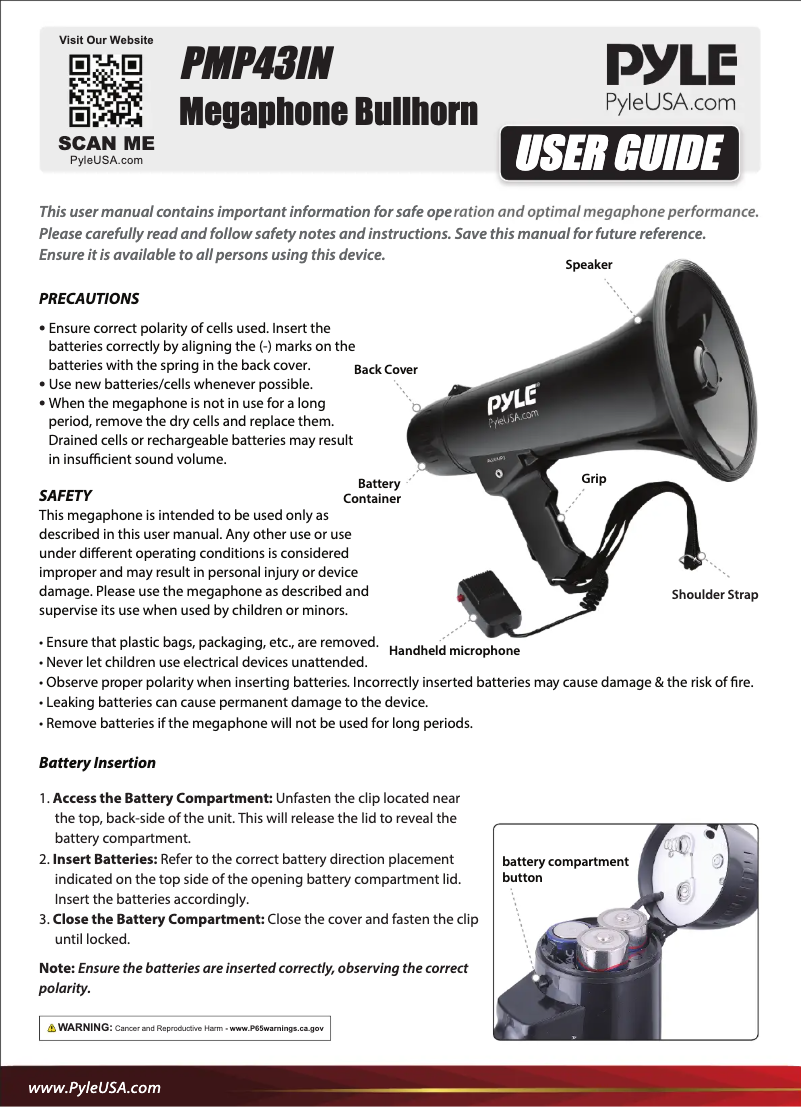 Page 1 de la notice Manuel utilisateur Pyle PMP43IN