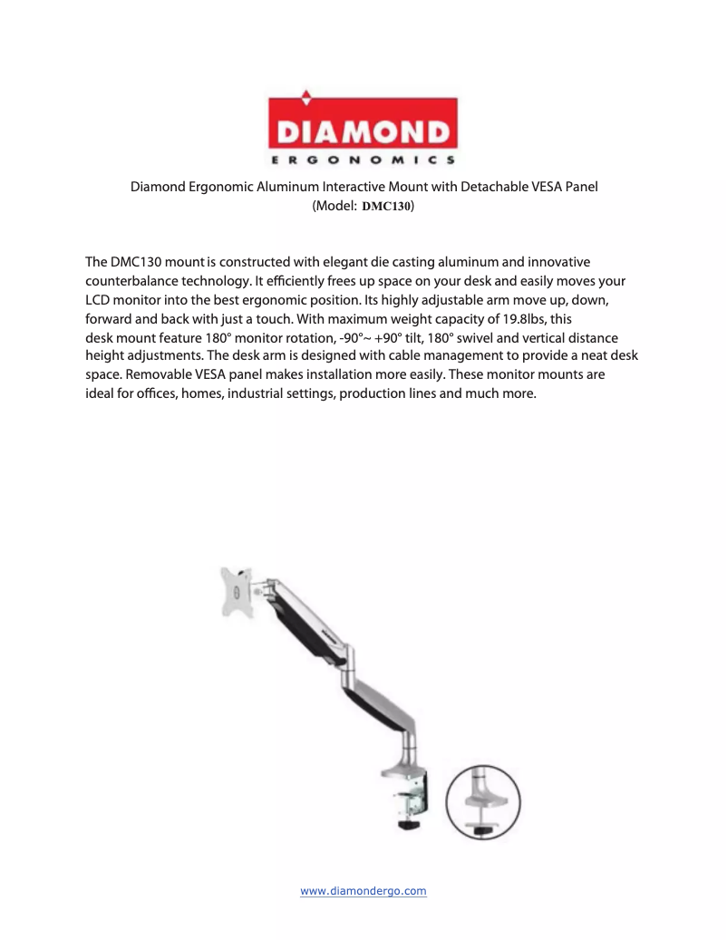 Page 1 de la notice Manuel utilisateur Diamond DMC130