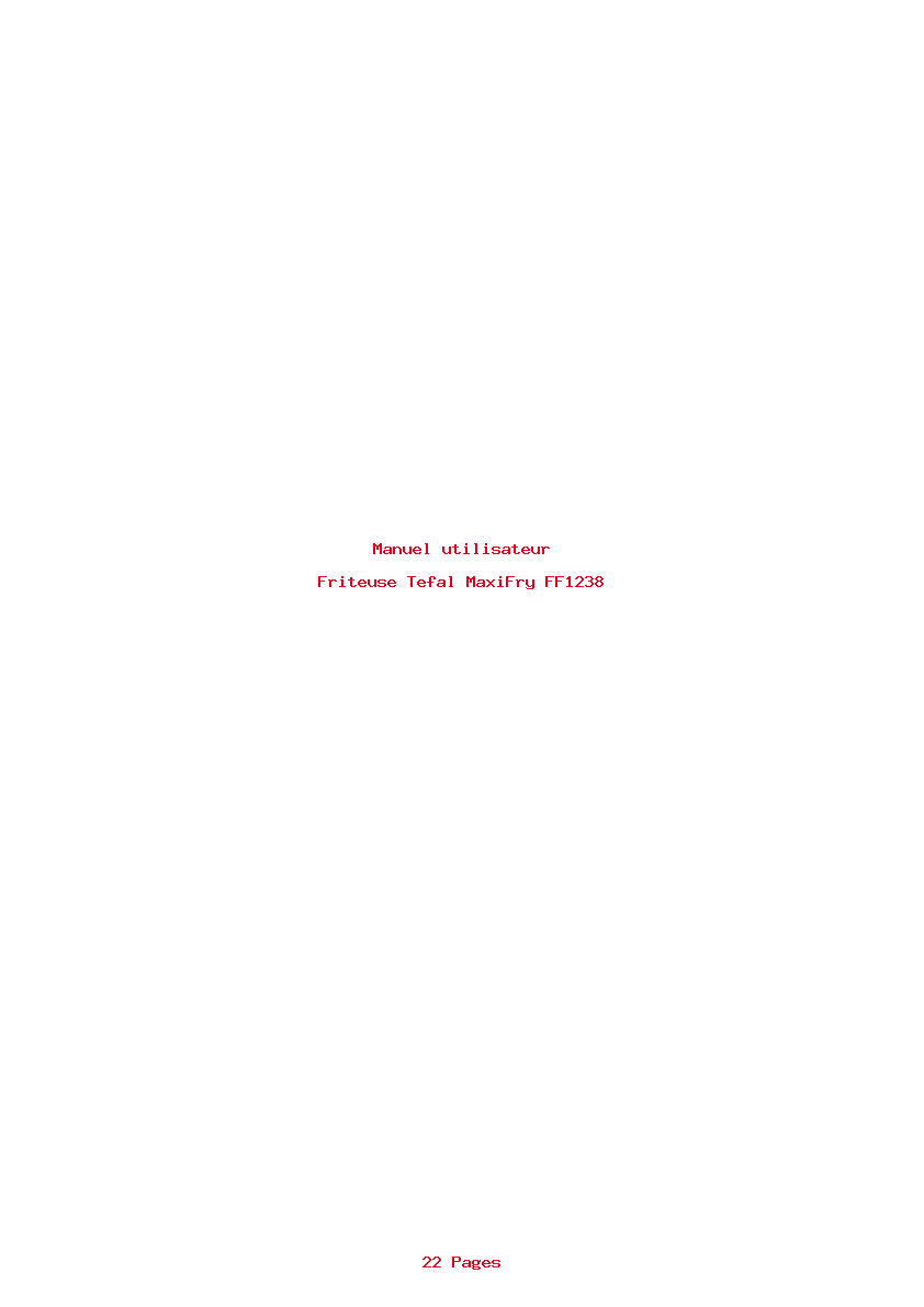 Page 1 de la notice Manuel utilisateur Tefal MaxiFry FF1238