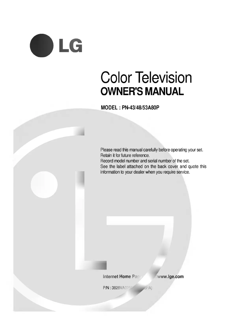 Page 1 of the manual User Manual LG PN-53A80P