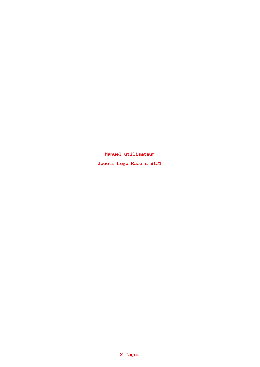 Page 1 de la notice Manuel utilisateur Lego Racers 8131