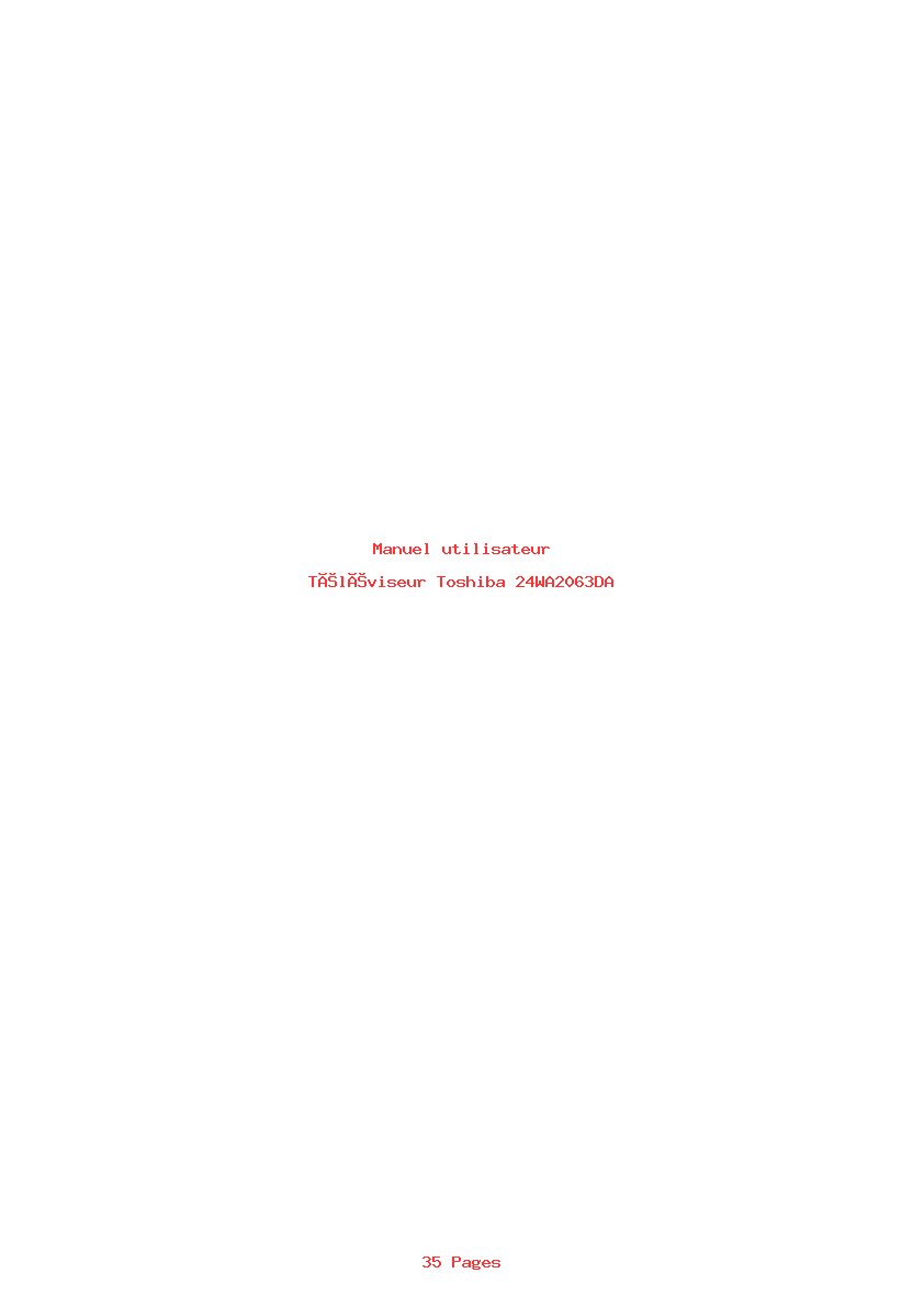 Page 1 de la notice Manuel utilisateur Toshiba 24WA2063DA