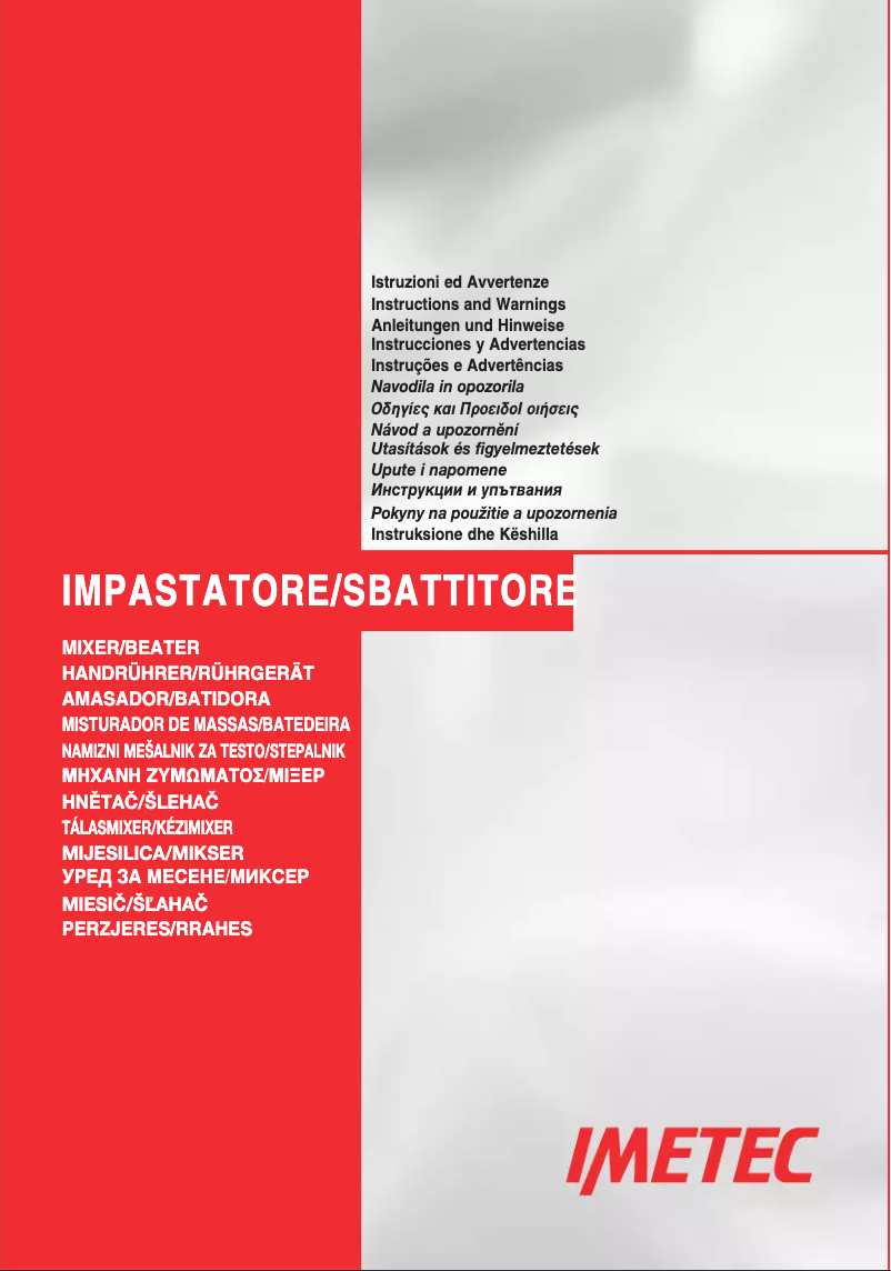 Page 1 de la notice Manuel utilisateur Imetec Amasadora Dolcevita ST3