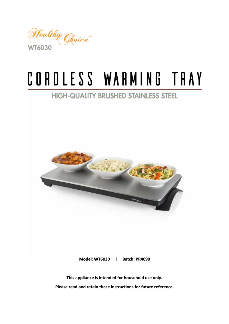 Page 1 de la notice Manuel utilisateur Healthy Choice WT6030