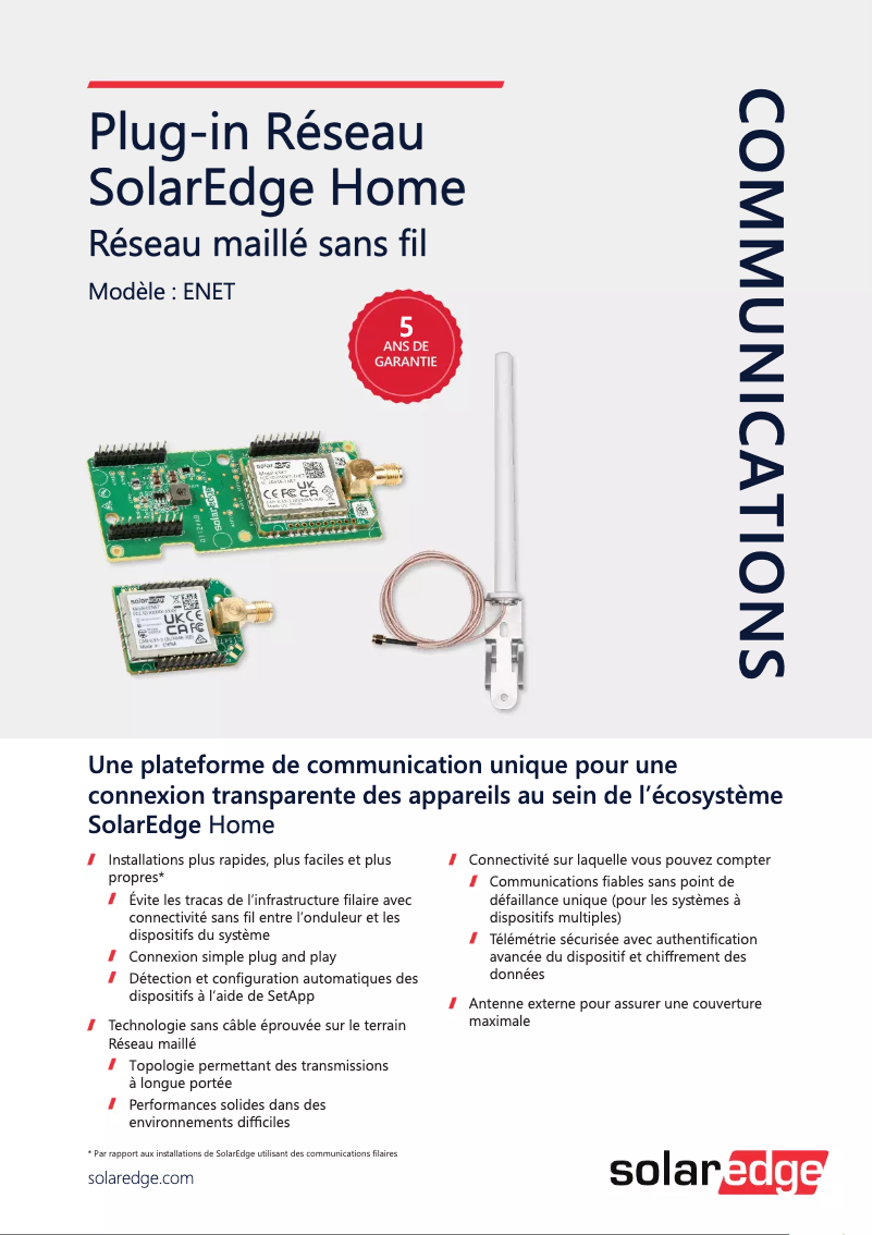 Page 1 de la notice Guide d'installation SolarEdge ENET-HBNP-01