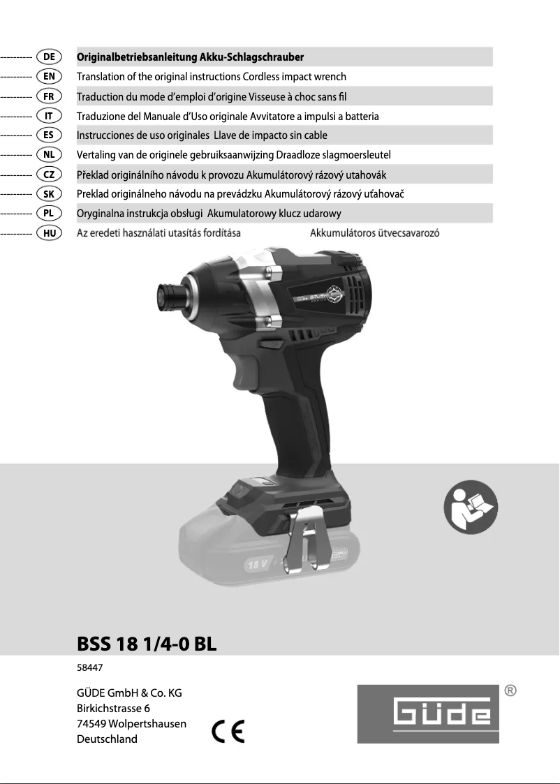 Página 1 del manual Manual de usuario Güde BSS 18 1/4-0