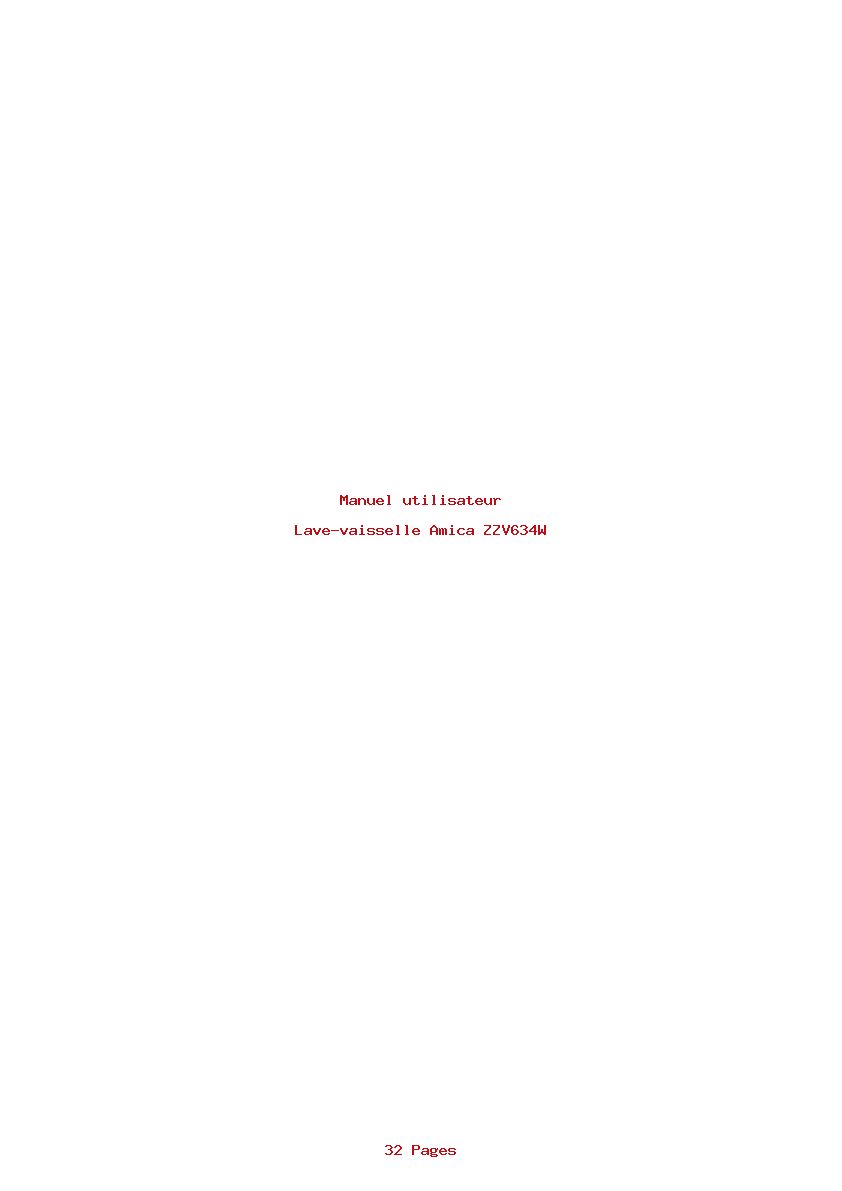 Page 1 de la notice Manuel utilisateur Amica ZZV634W