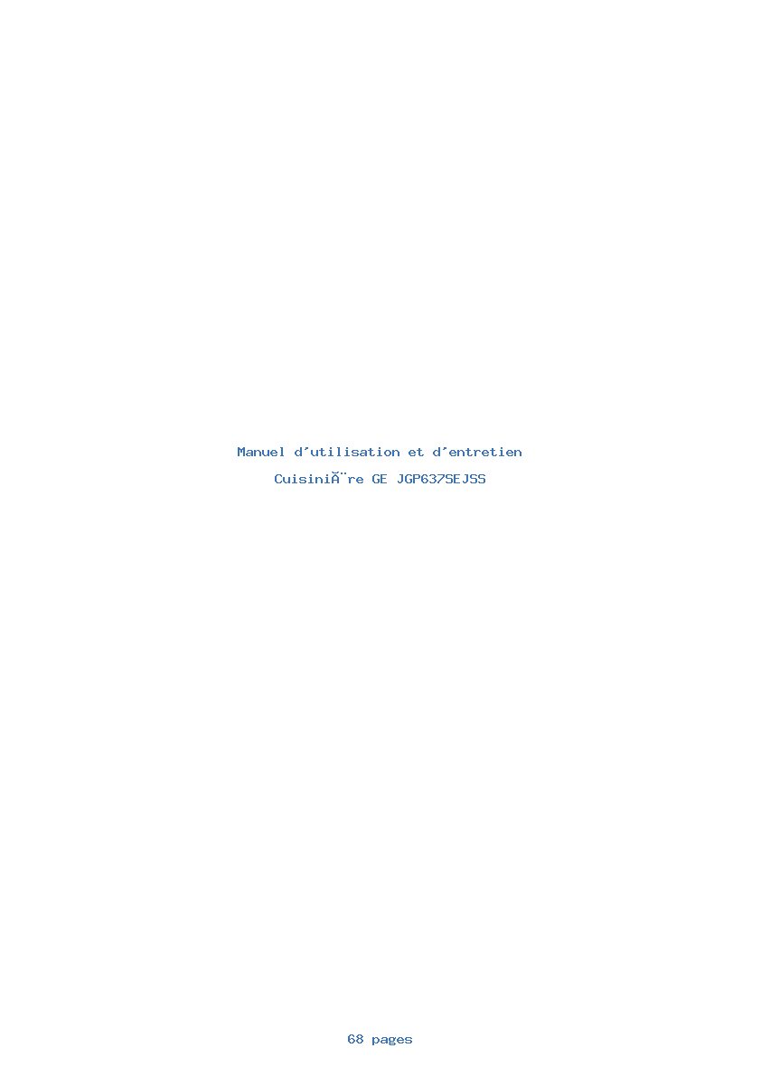 Page 1 de la notice Manuel d'utilisation et d'entretien GE JGP637SEJSS