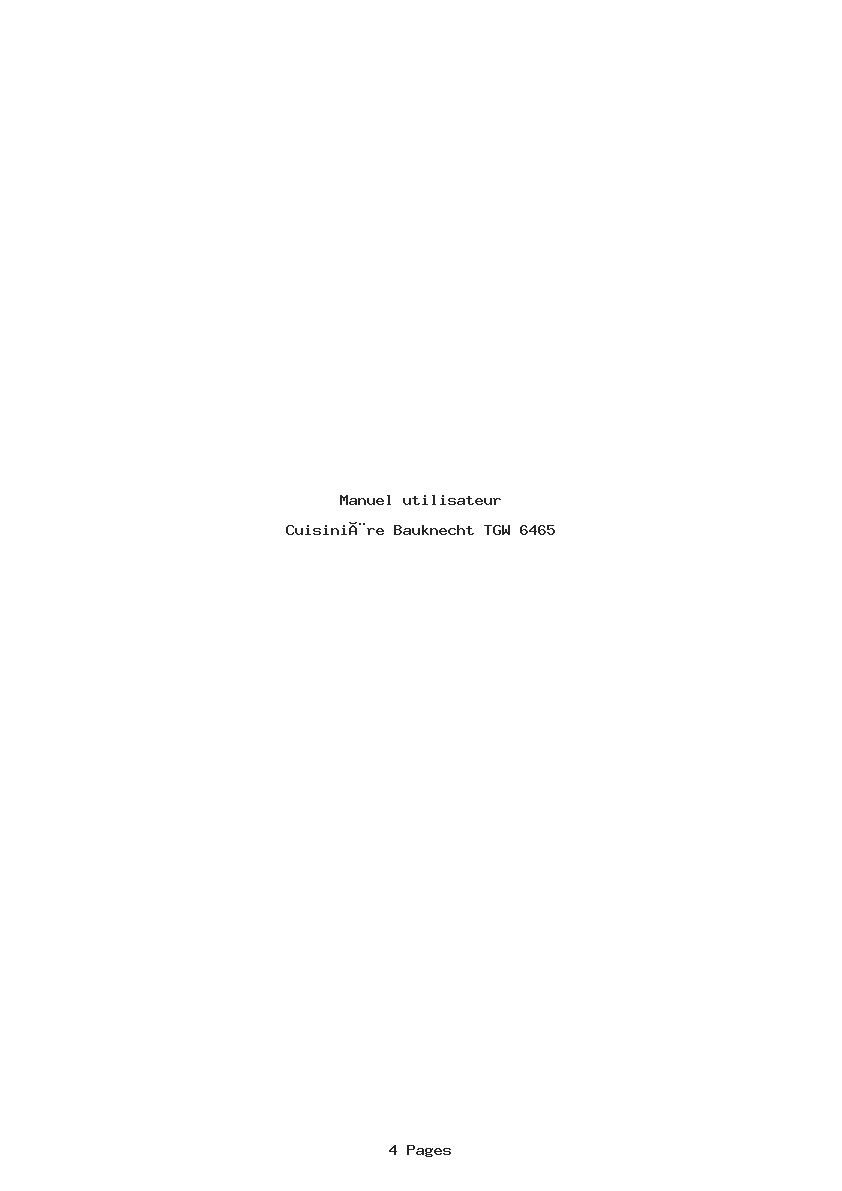 Page 1 de la notice Manuel utilisateur Bauknecht TGW 6465