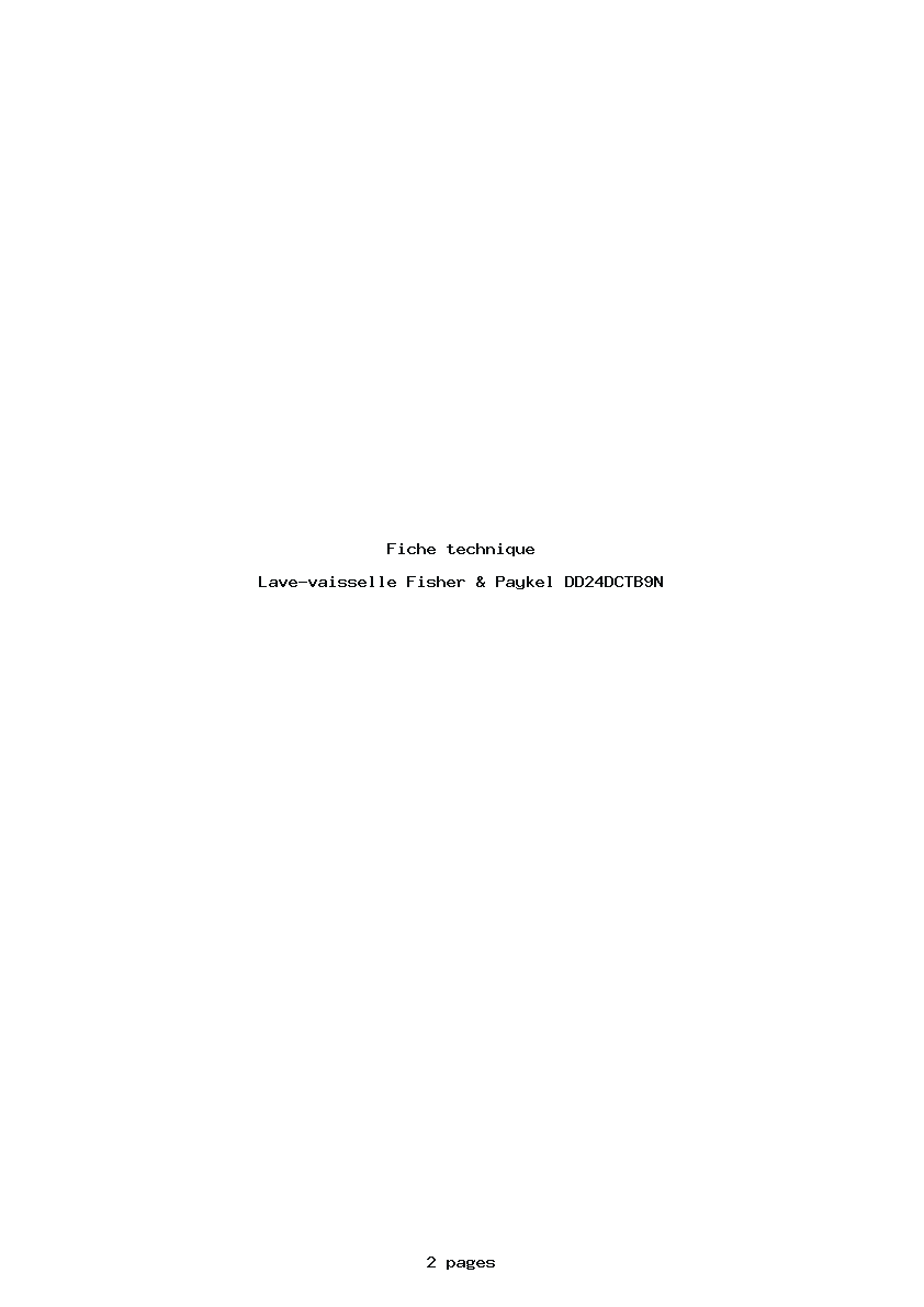 Page 1 de la notice Fiche technique Fisher & Paykel DD24DCTB9N