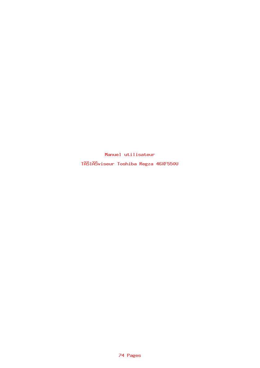 Page 1 de la notice Manuel utilisateur Toshiba Regza 46XF550U
