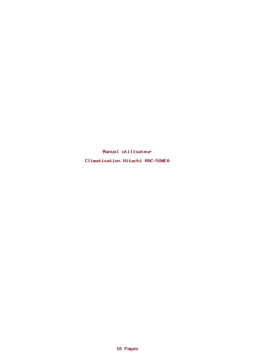Page 1 de la notice Manuel utilisateur Hitachi RAC-50WEA