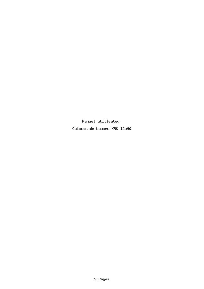 Page 1 de la notice Manuel utilisateur KRK 12sHO