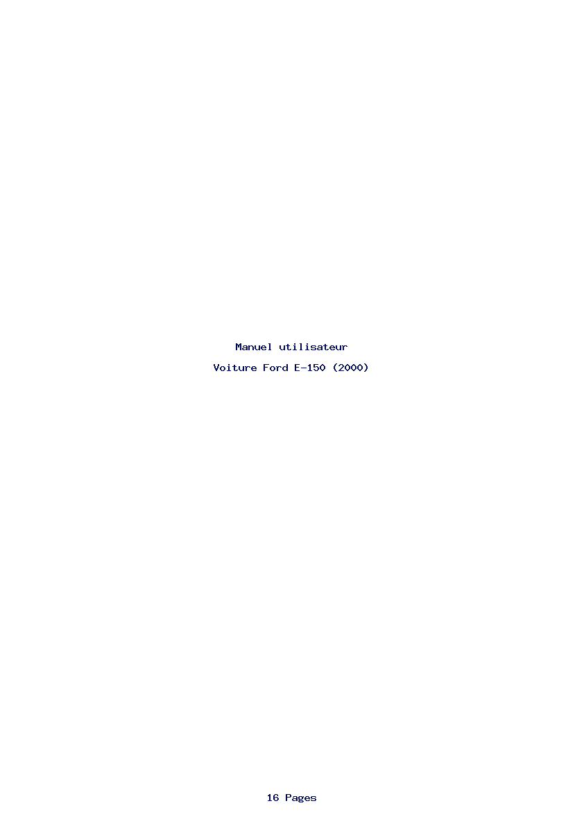 Page 1 de la notice Manuel utilisateur Ford E-150 (2000)