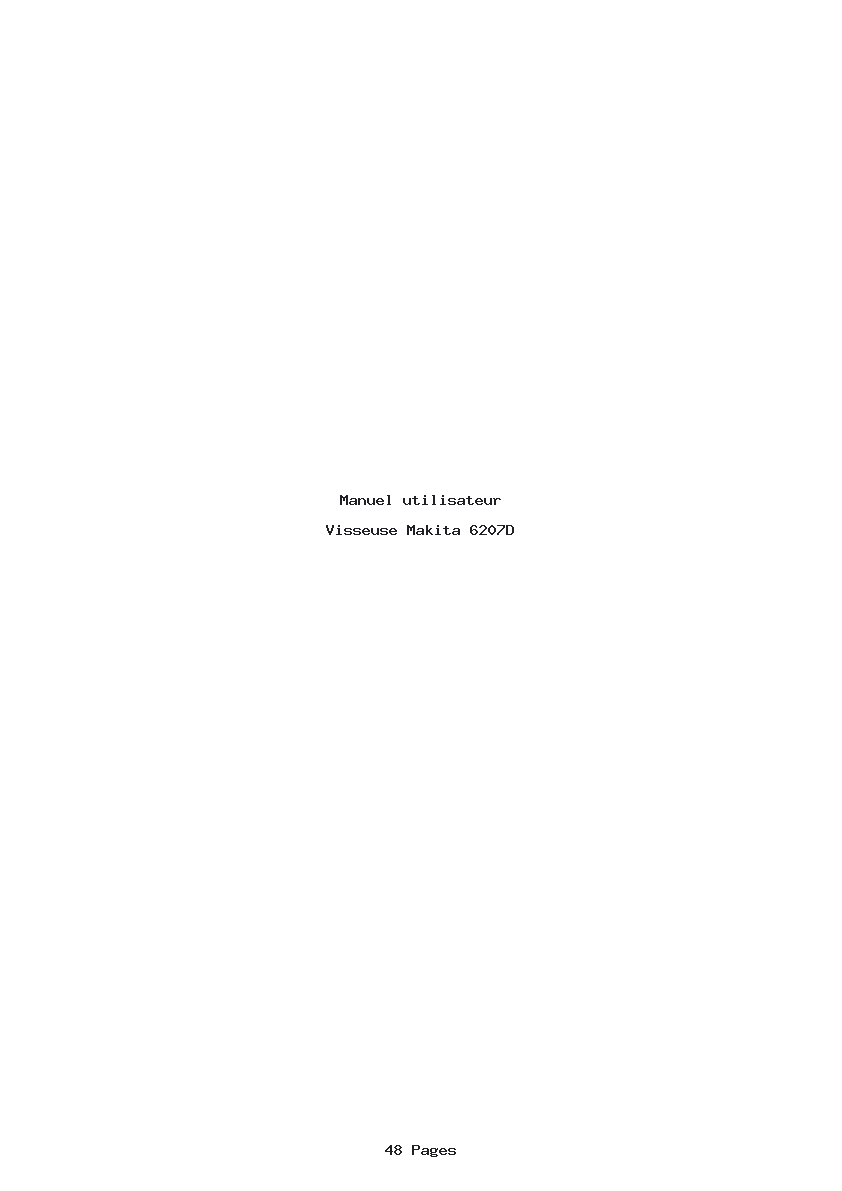 Page 1 de la notice Manuel utilisateur Makita 6207D