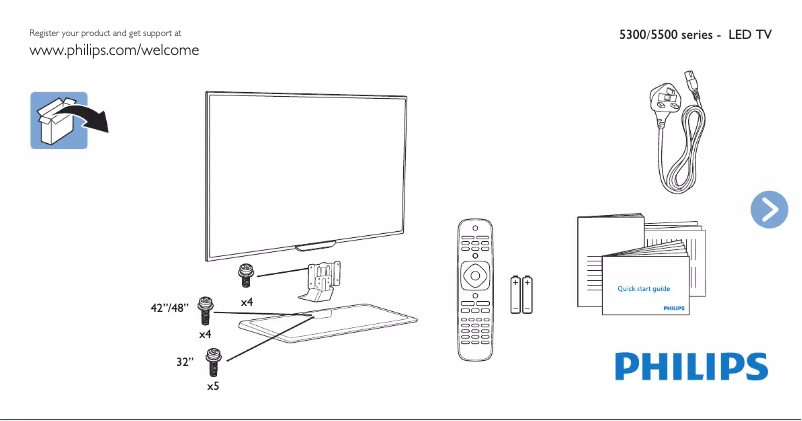 Page n°1 - Guide de démarrage rapide Philips 48PFD5519