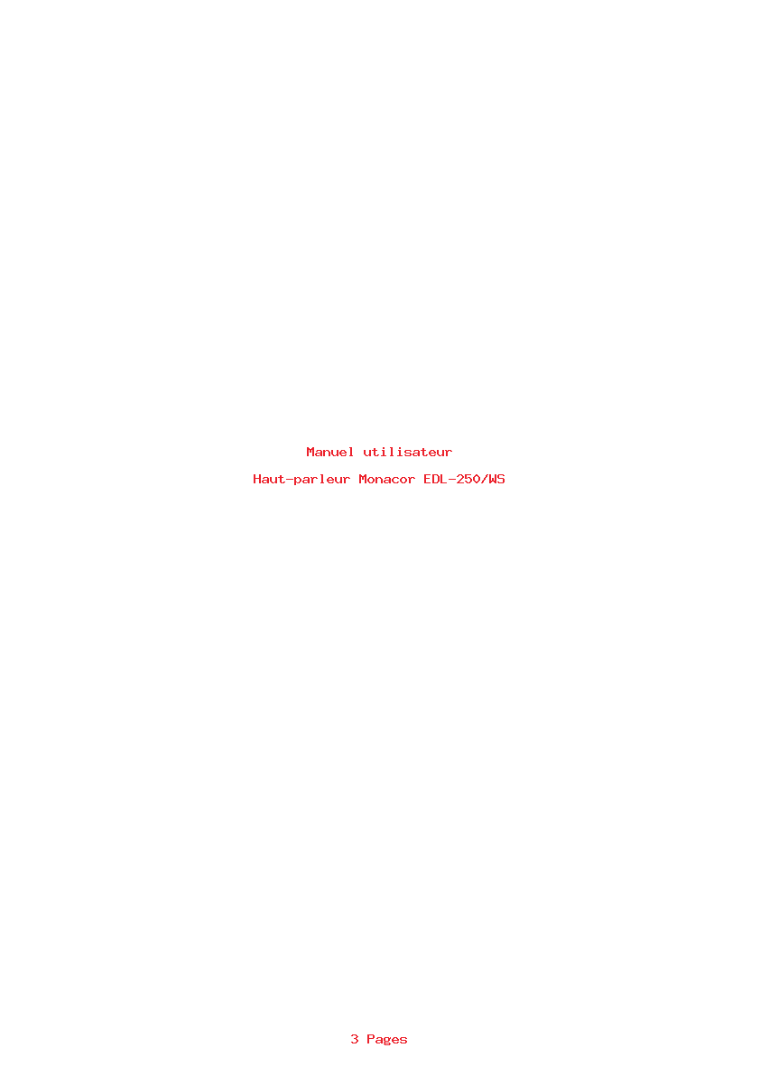 Page 1 de la notice Manuel utilisateur Monacor EDL-250/WS