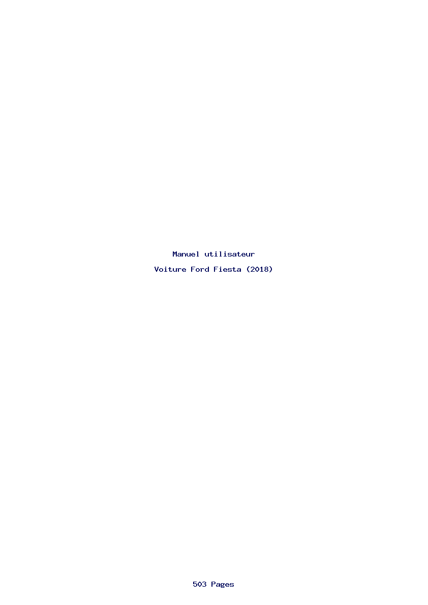 Page 1 de la notice Manuel utilisateur Ford Fiesta (2018)
