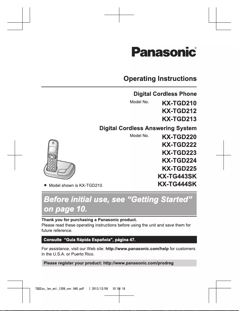 Página 1 del manual Manual de usuario Panasonic KX-TG444