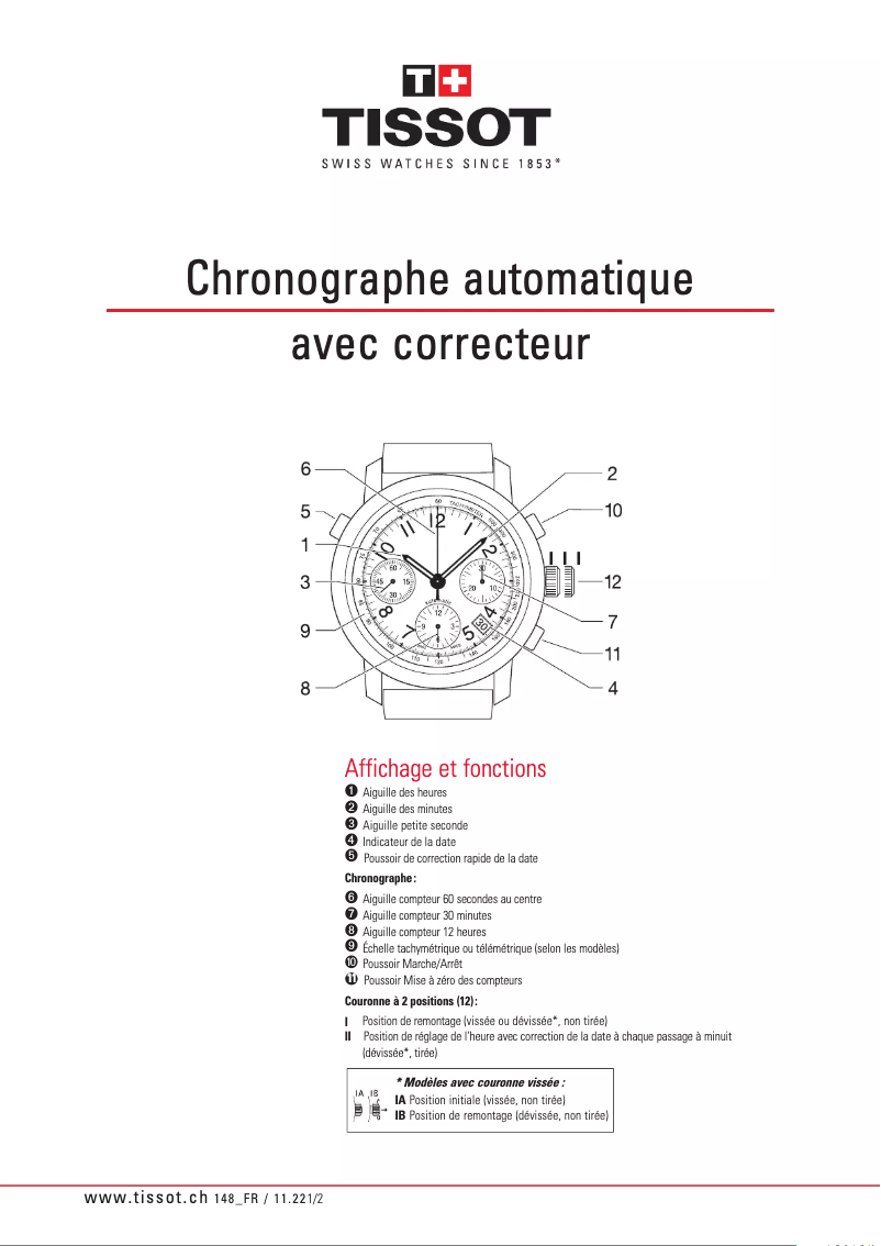 Page 1 de la notice Manuel utilisateur Tissot PR516