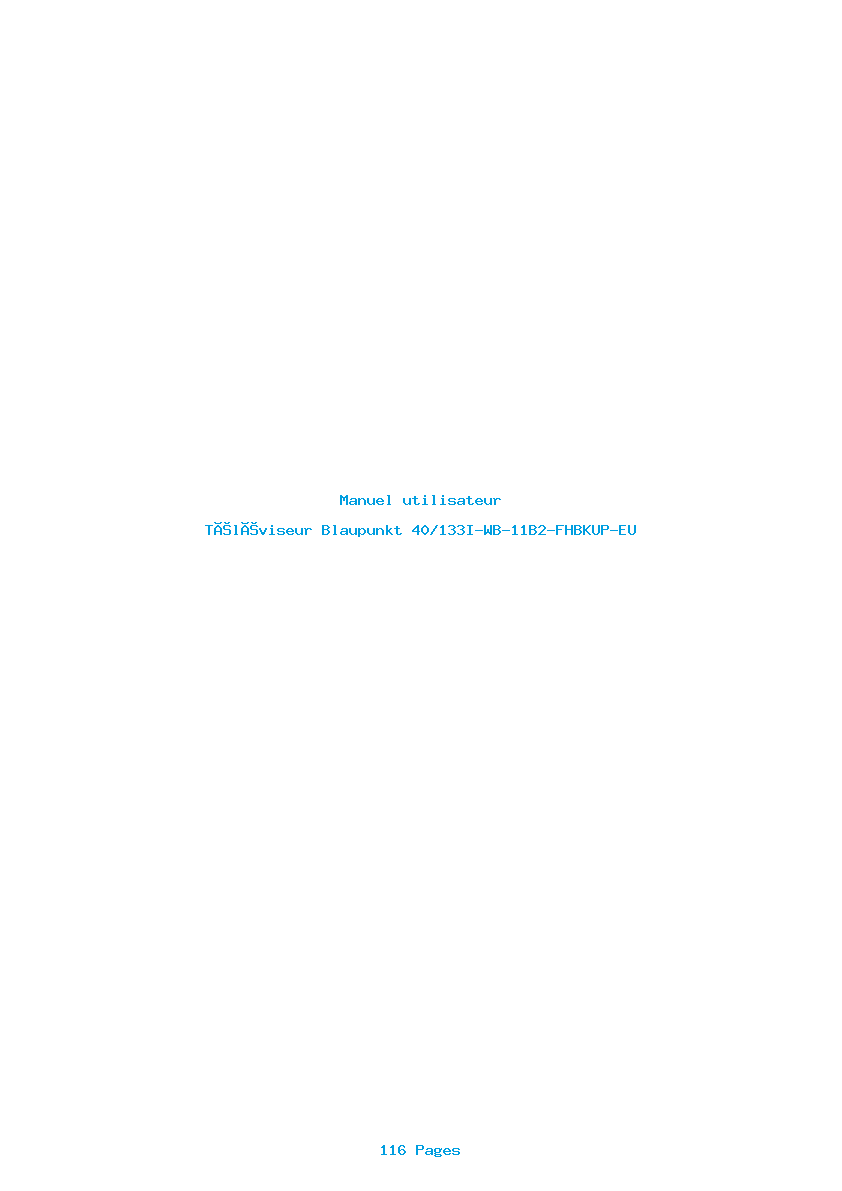 Page 1 de la notice Manuel utilisateur Blaupunkt 40/133I-WB-11B2-FHBKUP-EU
