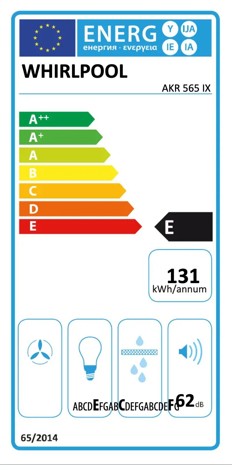 Page 1 of the manual Energy Label Whirlpool AKR 565 IX