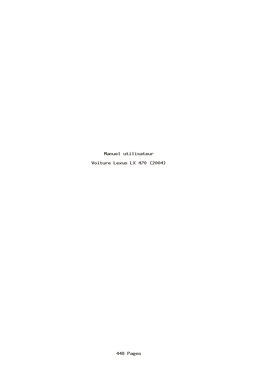 Page 1 de la notice Manuel utilisateur Lexus LX 470 (2004)