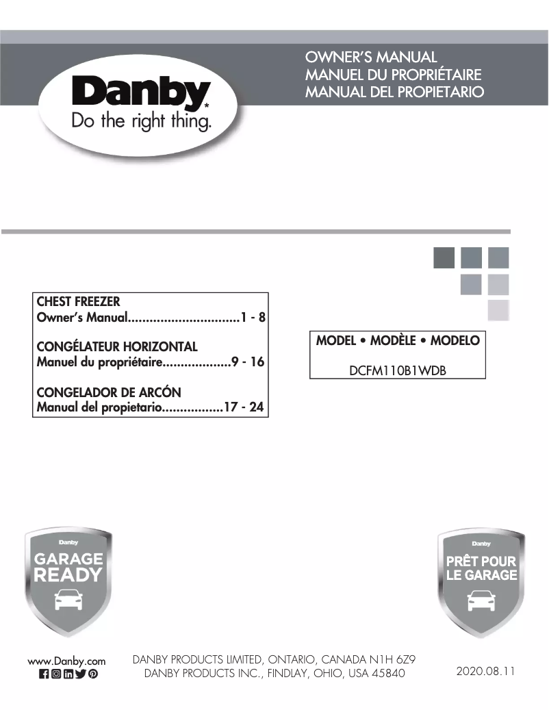 Page 1 de la notice Guide d'installation Danby DCFM110B1