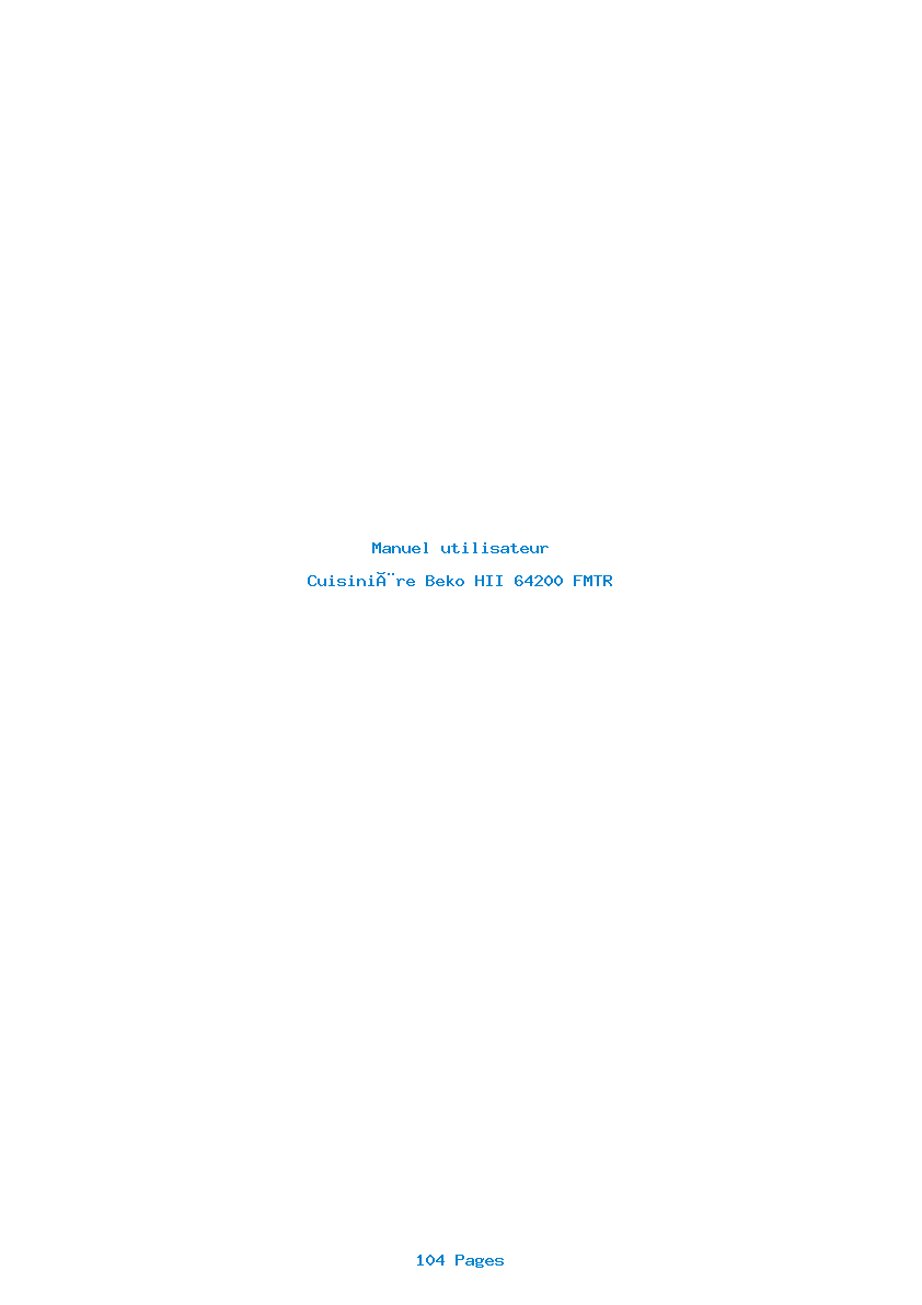 Page 1 de la notice Manuel utilisateur Beko HII 64200 FMTR