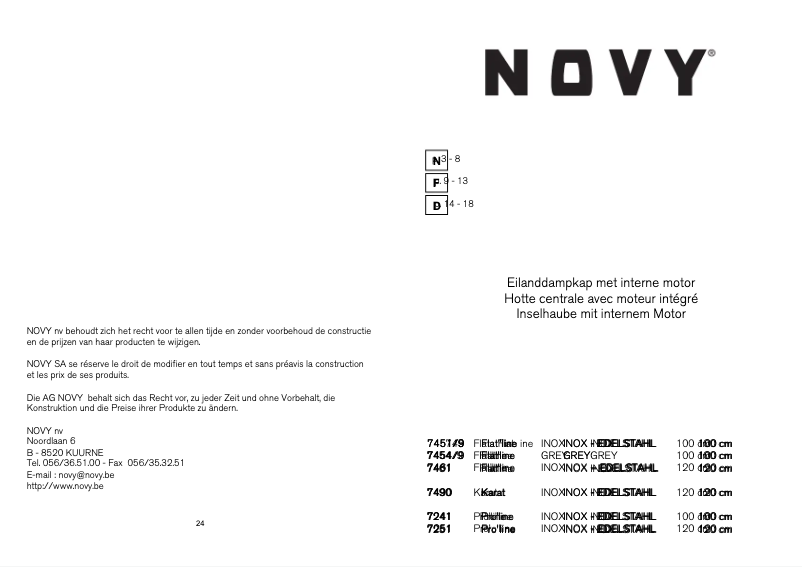 Page 1 de la notice Manuel utilisateur Novy Flat'Line 7461