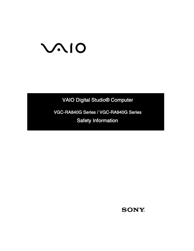 Page 1 de la notice Instructions de sécurité Sony Vaio VGC-RA842G