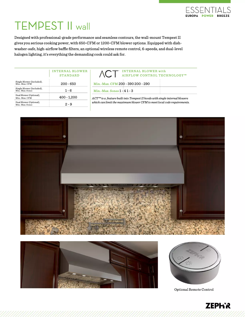 Página 1 del manual Ficha técnica Zephyr AK7536BS