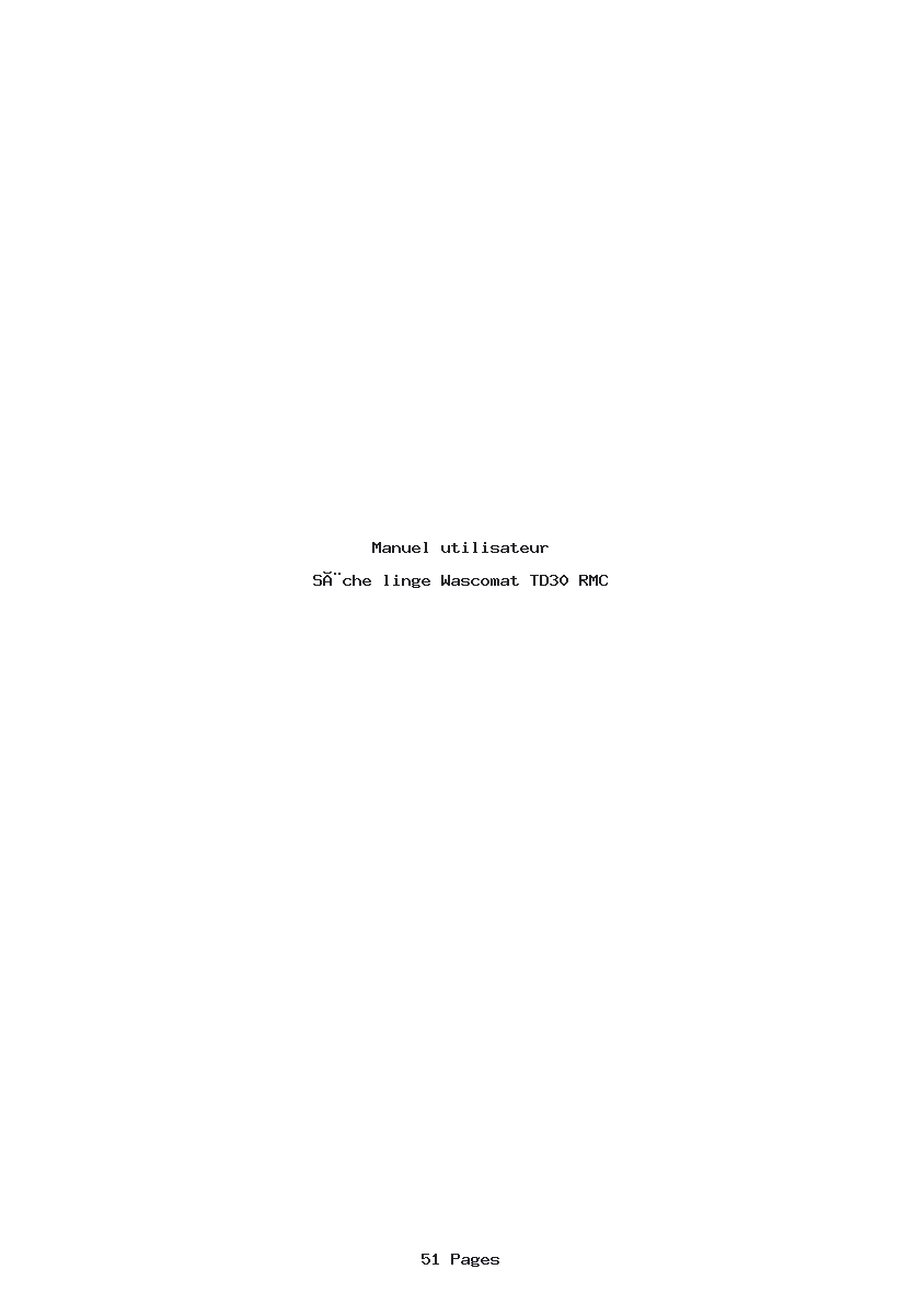 Page 1 de la notice Manuel utilisateur Wascomat TD30 RMC