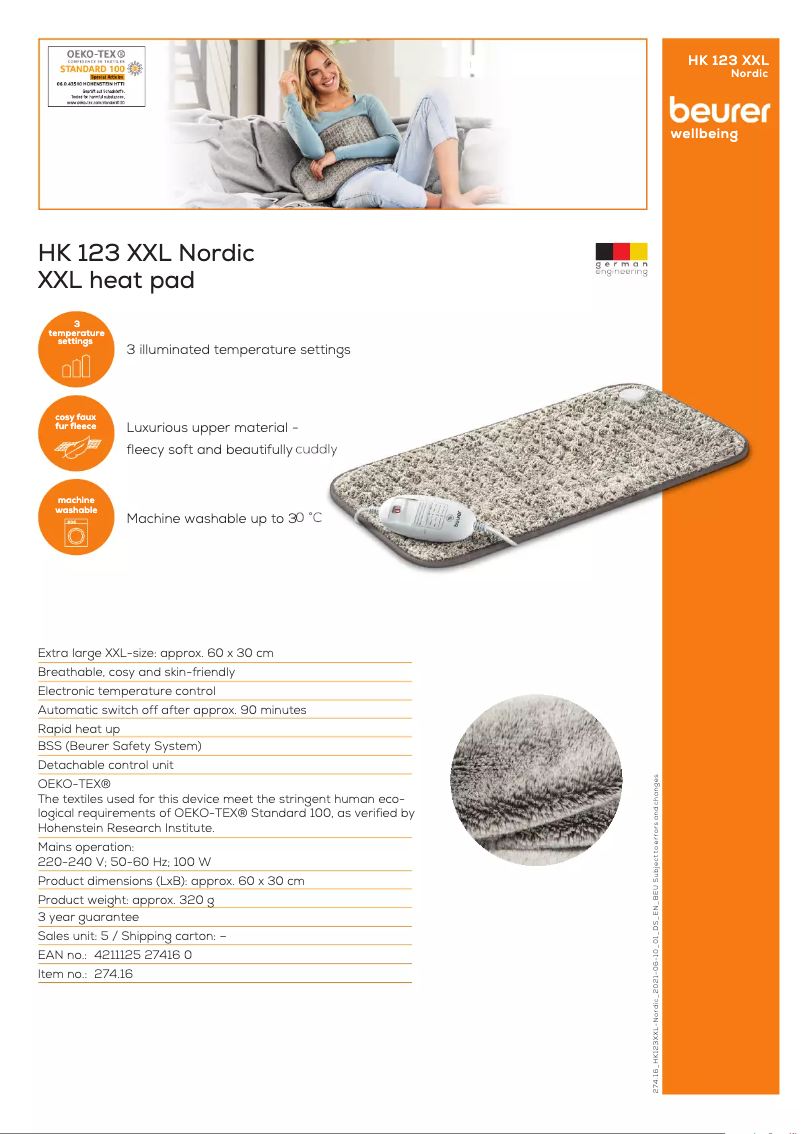 Page 1 de la notice Fiche technique Beurer HK 123