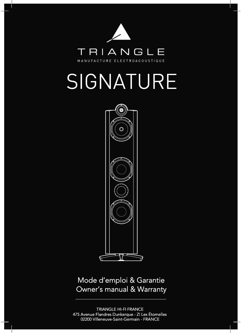 Page 1 de la notice Manuel utilisateur Triangle Signature Theta